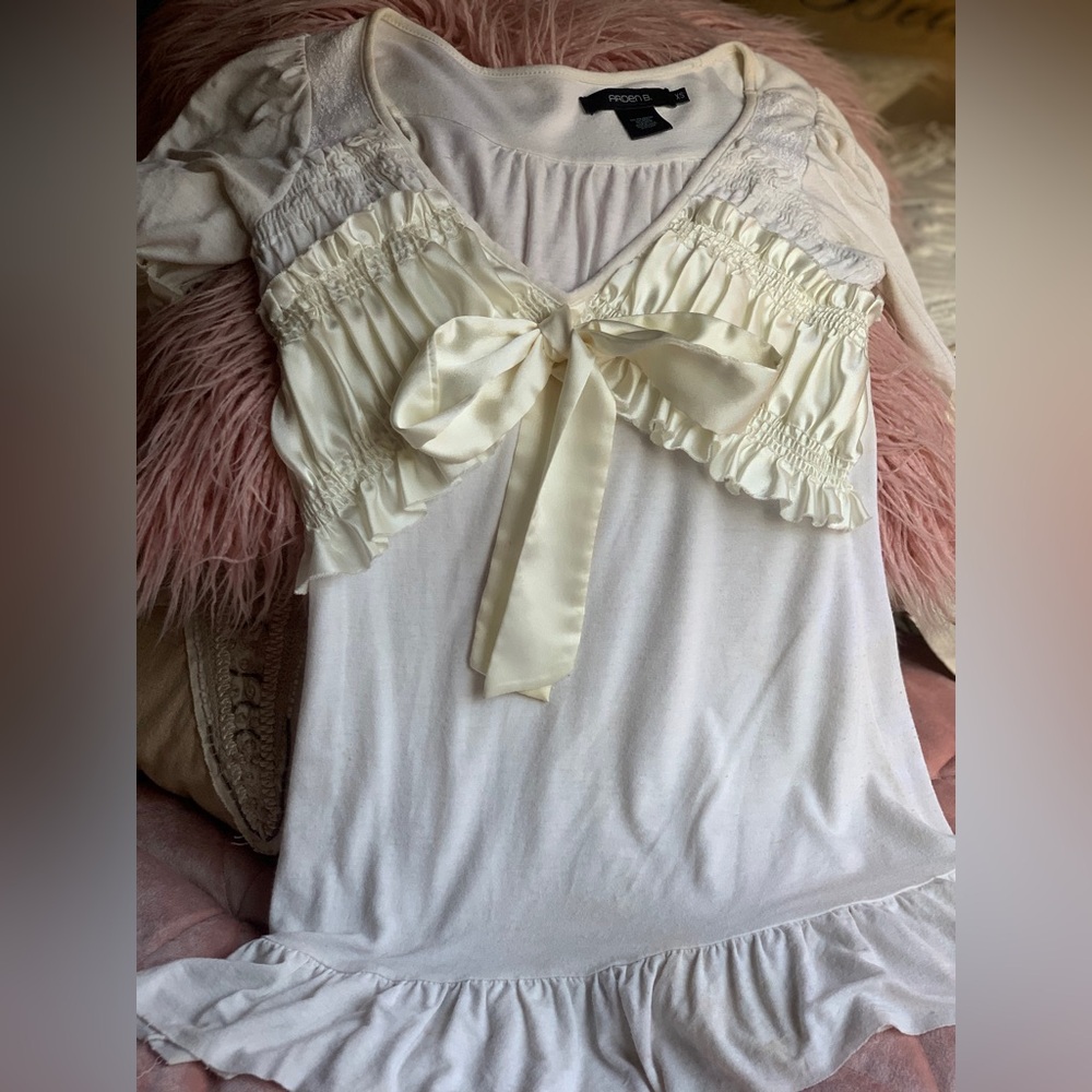 Y2k Cream Ruffled Chemise Top